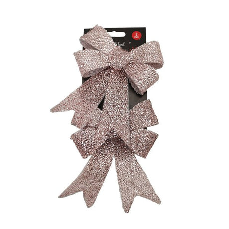 Rose Gold Tinsel Bows 2 Pack - EuroGiant