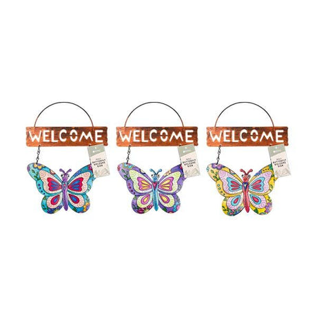 Rowan Metal Butterfly Welcome Sign - EuroGiant