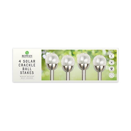 Rowan Solar Crackle Ball Stakes 4 Pack - EuroGiant