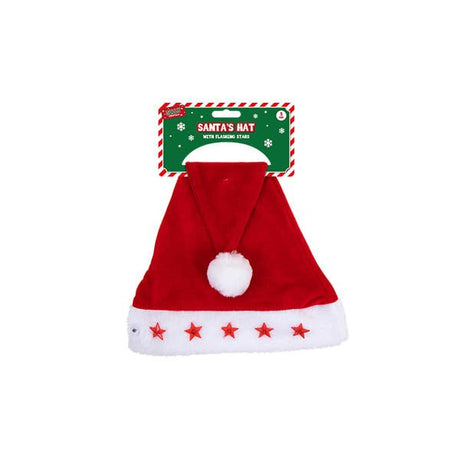 Santas Hat With Flashing Stars - EuroGiant