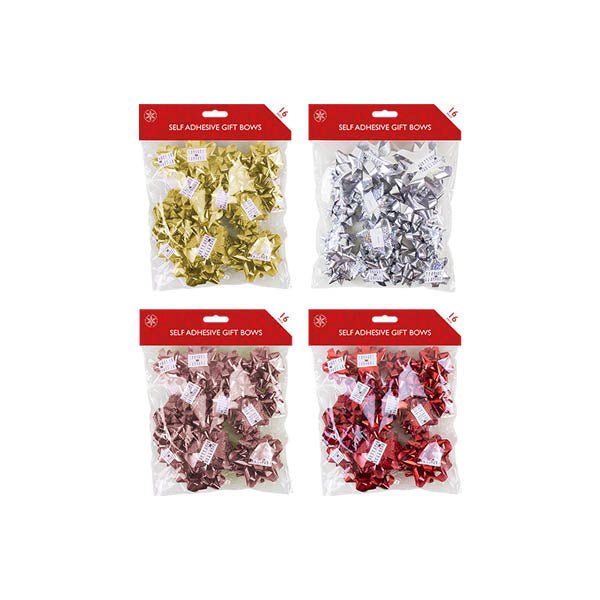 Self Adhesive Metallic Gift Bows 16 Pack - EuroGiant