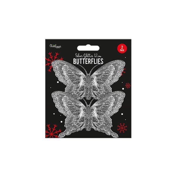 Silver Glitter Butterflies 2 Pack - EuroGiant