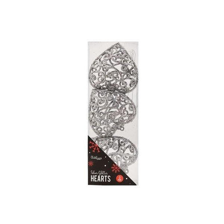 Silver Glitter Hearts 3 Pack - EuroGiant