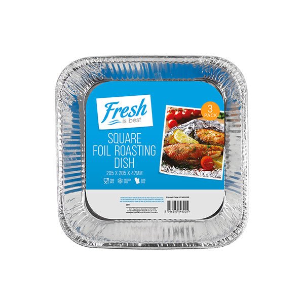 Square Foil Roasting Dish 205x205 3 Pack - EuroGiant