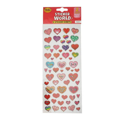 Sticker World Sheets Hearts 2 Pack - EuroGiant