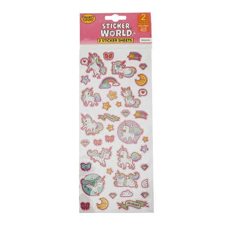Sticker World Sheets Unicorns 2 Pack - EuroGiant
