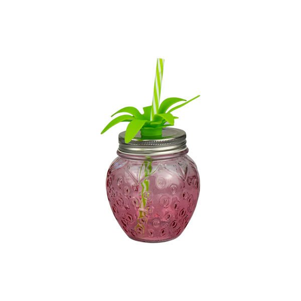 Strawberry Mason Jar With Straw - EuroGiant