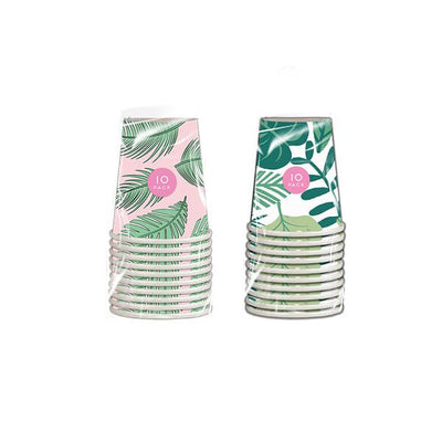 Summer Days Leaf Paper Cups 10 Pack - EuroGiant