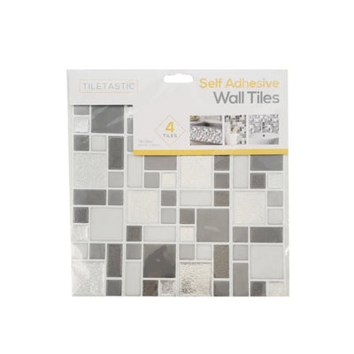 Tiletastic Grey Glitter Wall Tiles 4 Pk - EuroGiant
