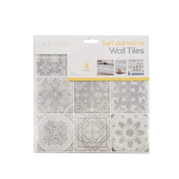 Tiletastic Grey Mosaic Pattern Tile 4 Pk - EuroGiant