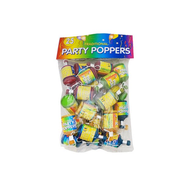 Traditional Party Poppers 25 Pack - EuroGiant