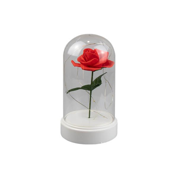 Valentines Led Rose Cloche 19cm - EuroGiant