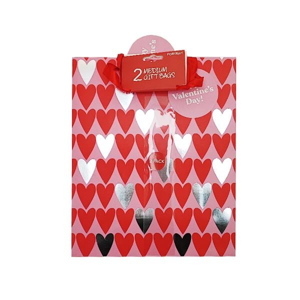 Valentines Medium Portrait Gift Bag 2 Pk - EuroGiant