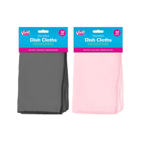 Vivid Microfibre Dish Cloths 10 Pack - EuroGiant