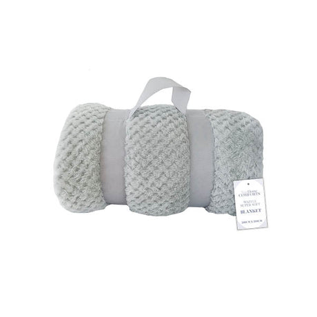 Waffle Super Soft Blanket 200x200cm Grey - EuroGiant