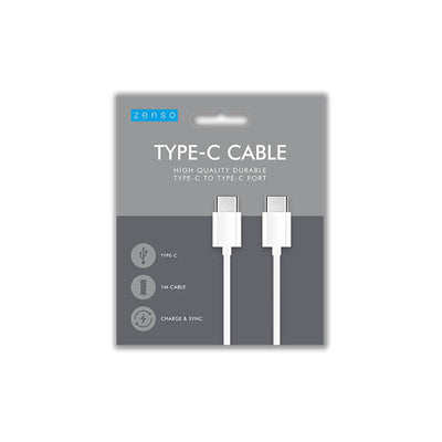 Zenso Type C To Type C Cable White 1 Met - EuroGiant