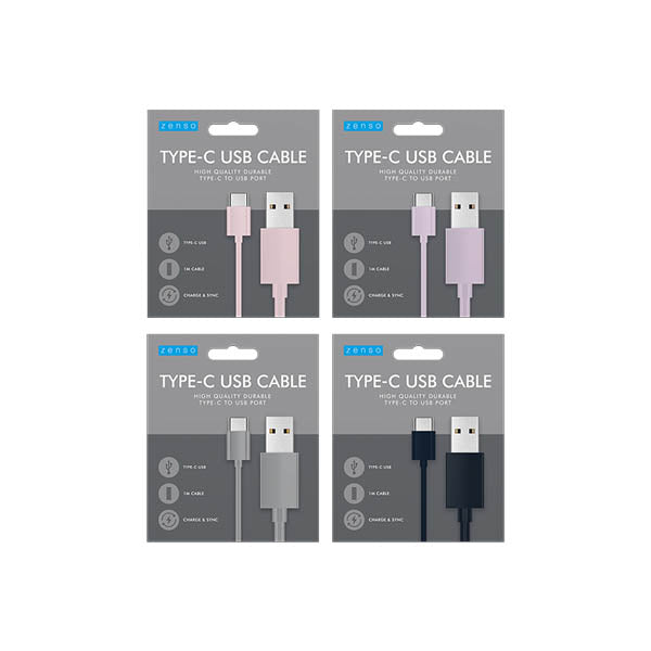 Zenso Type C Usb Cable Coloured 1 Metre - EuroGiant